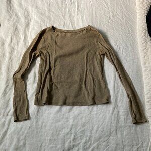 Size S long-sleeve gold/taupe shirt